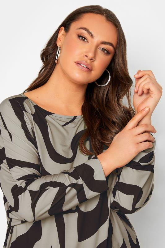 YOURS Plus Size Brown Abstract Print Tunic Top | Yours Clothing 4
