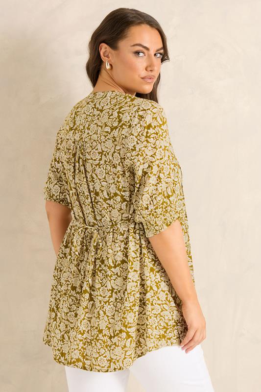 EVANS Plus Size Green Floral Pintuck Blouse | Evans 2