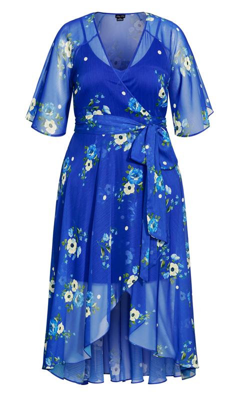 Evans Cobalt Blue Floral Wrap Dress 3