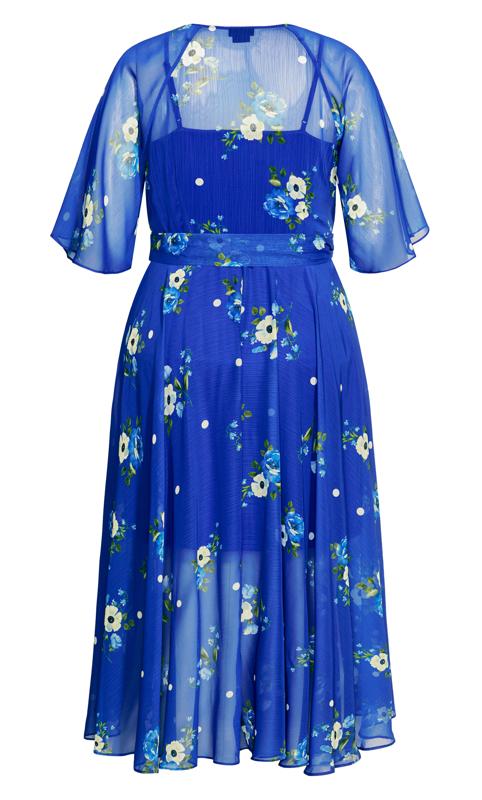 Evans Cobalt Blue Floral Wrap Dress 4