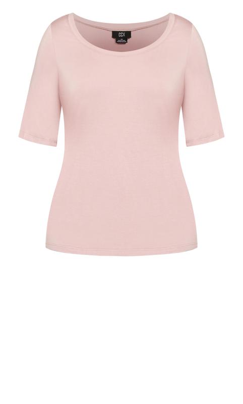 Evans Light Pink Short Sleeve Tie Front T-Shirt 7