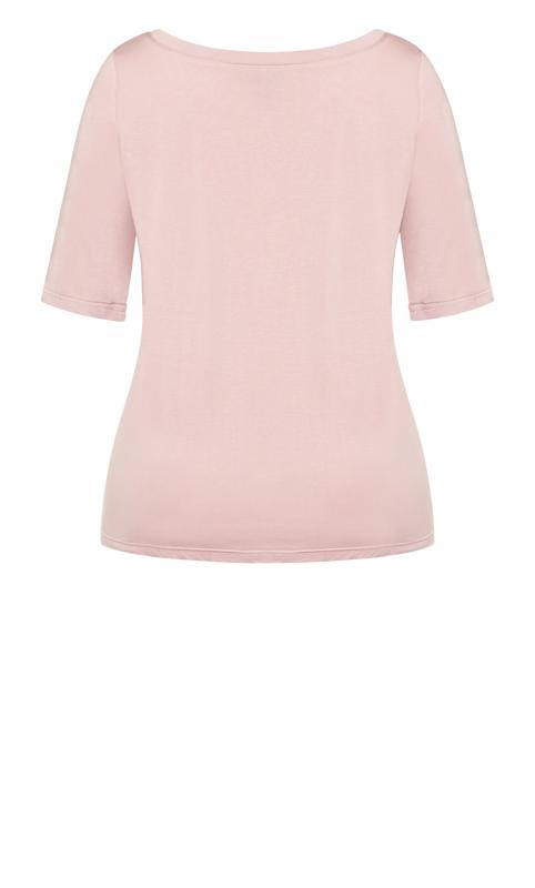Evans Light Pink Short Sleeve Tie Front T-Shirt 8
