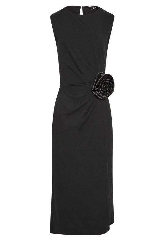 LTS Tall Women's Black Rose Detail Midi Dress | Long Tall Sally 6