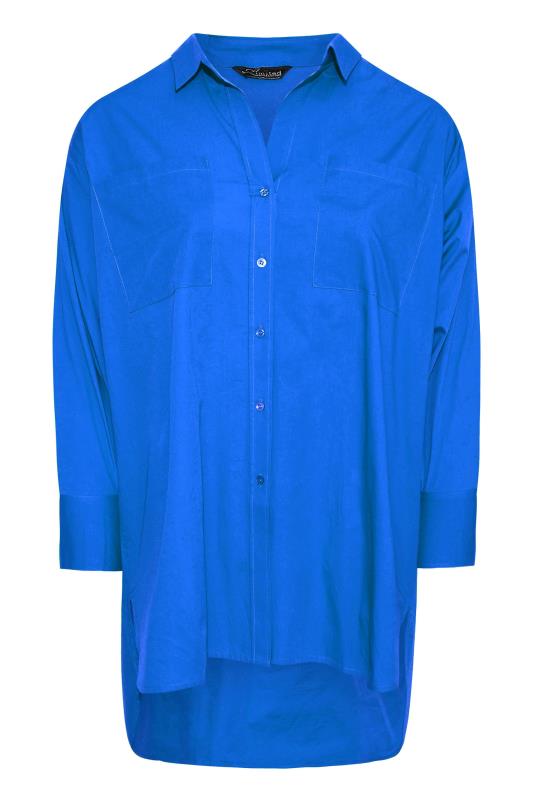 LIMITED COLLECTION Plus Size Cobalt Blue Oversized Boyfriend Shirt | Yours Clothing 6