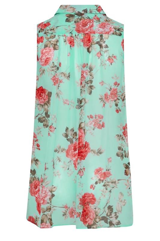 Plus Size Blue Floral Sleeveless Swing Blouse | Yours Clothing 7