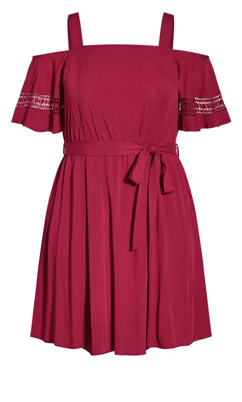 Evans Red Trim Cold Shoulder Flutter Mini Dress 3