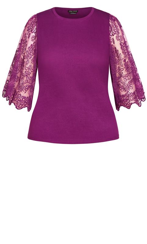 Evans Purple Embroidered Angel Top 4
