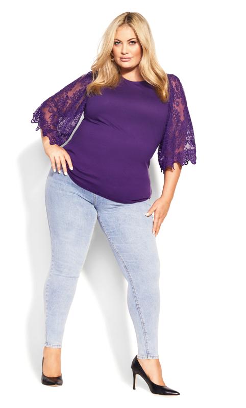 Evans Purple Embroidered Angel Top 2