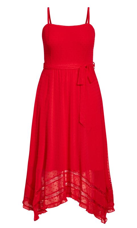 Evans Red Lace Detail Tie Waist Maxi Dress 5