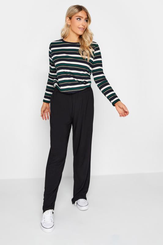 M&Co Green Teal Stripe Cotton Blend Long Sleeve Top | M&Co 2