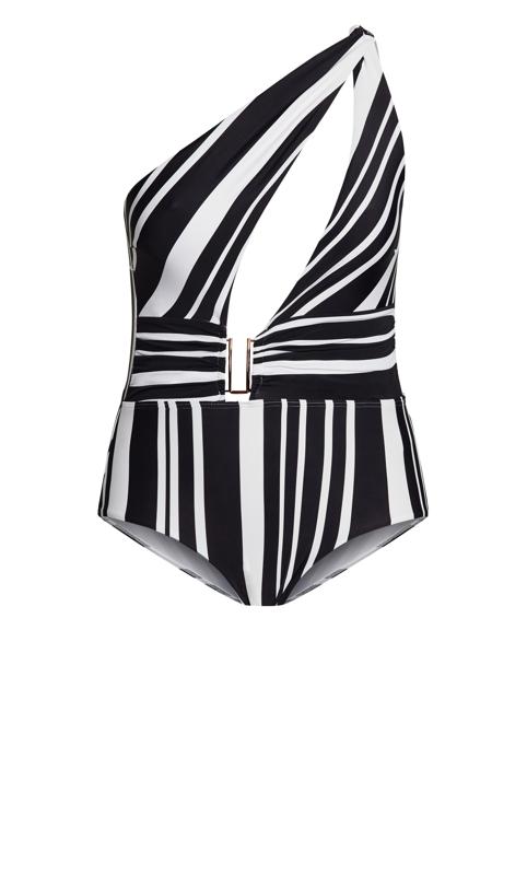 Evans Black Mono Stripe Swimsuit 5
