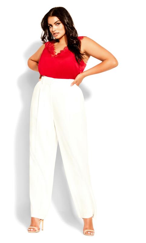 Plus Size  City Chic Ivory White Magnetic Trouser
