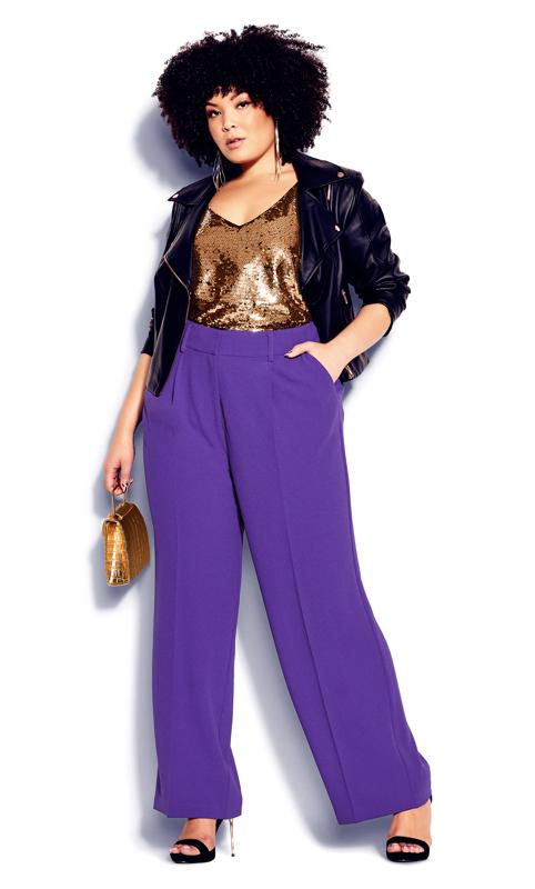  Grande Taille City Chic Purple Wide Leg Trousers