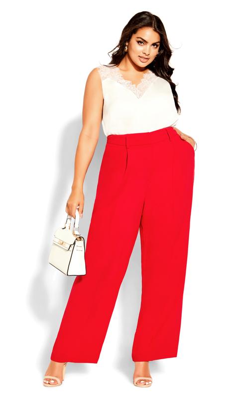 Evans Bright Red Wide Leg Trousers 2
