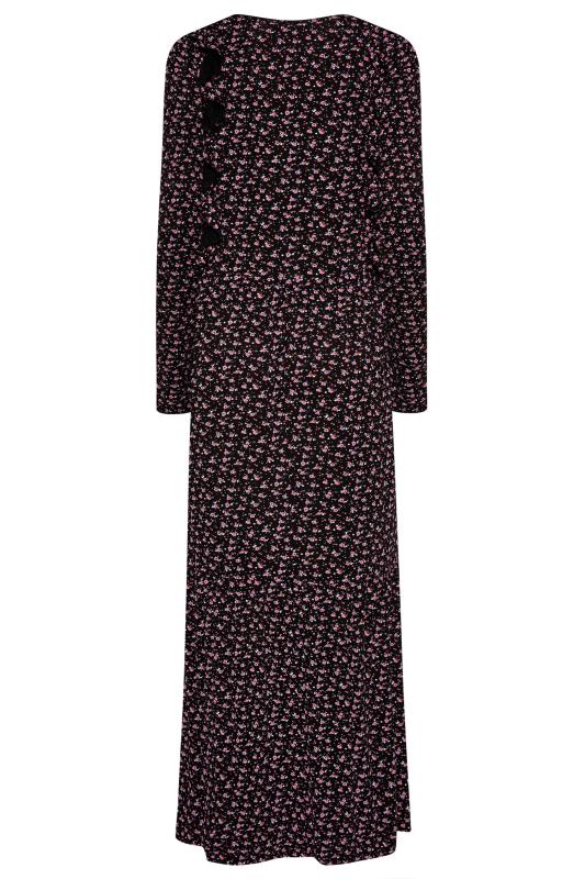 LTS Tall Black Ditsy Floral Ruffle Midi Dress 7