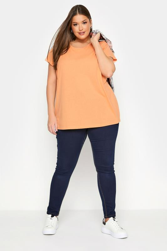 Curve Orange Marl Short Sleeve Basic T-Shirt 3