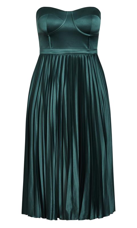 Evans Forest Green Satin Pleated Maxi Dress 7