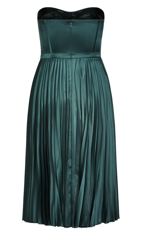 Evans Forest Green Satin Pleated Maxi Dress 8