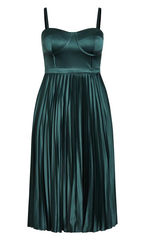 Evans Forest Green Satin Pleated Maxi Dress 9