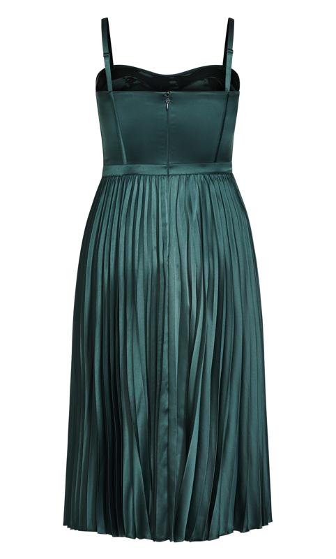 Evans Forest Green Satin Pleated Maxi Dress 10