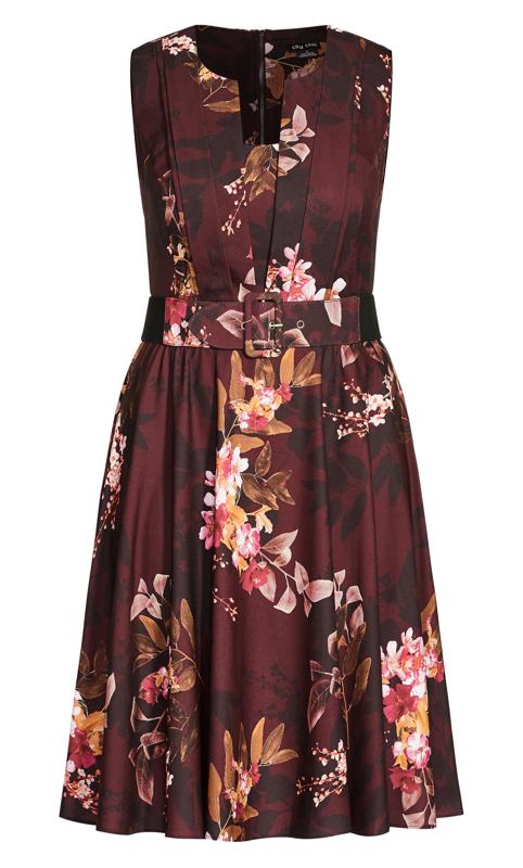 EVANS Plus Size Wine Marbella Night Floral Mini Dress | Evans  5