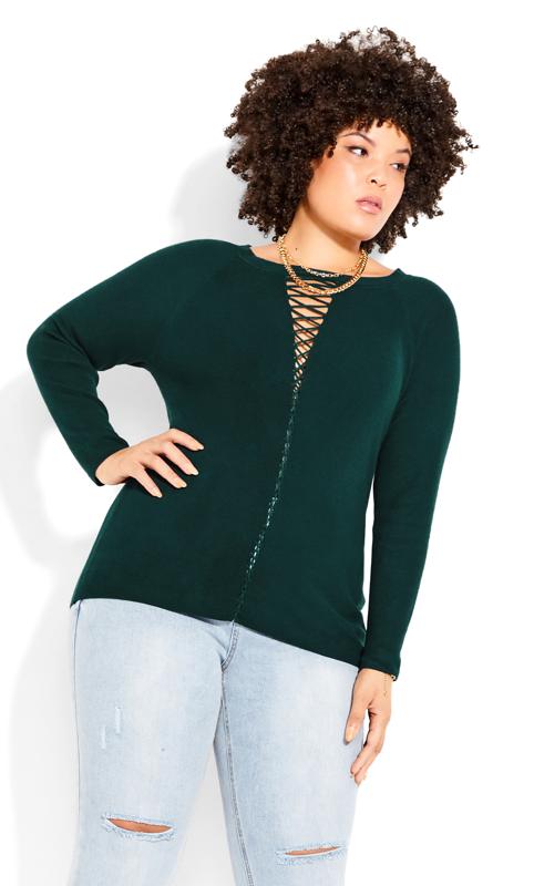 City Chic Green Cut Out Jumper 2