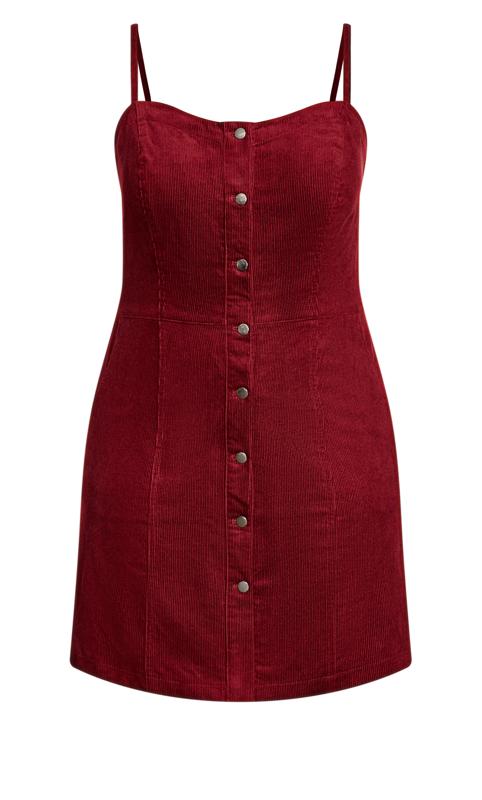 Evans Burgundy Red Cord Pinafore Dress 5