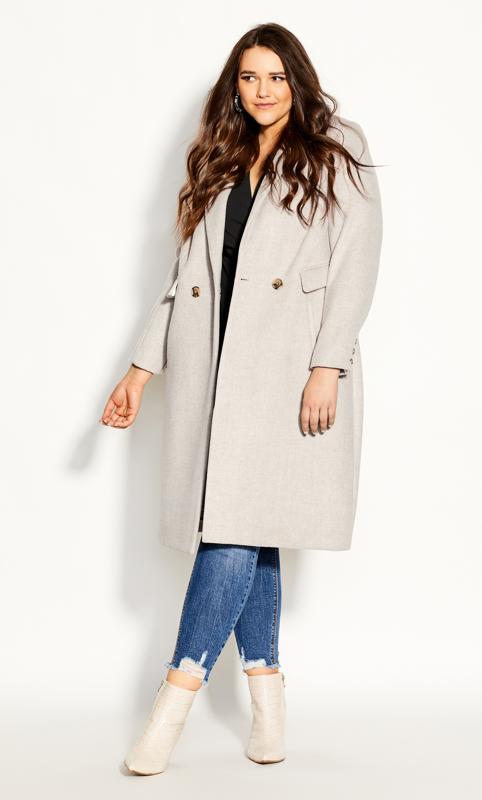 EVANS Plus Size Beige Brown Longline Wool Blend Coat | Evans  3