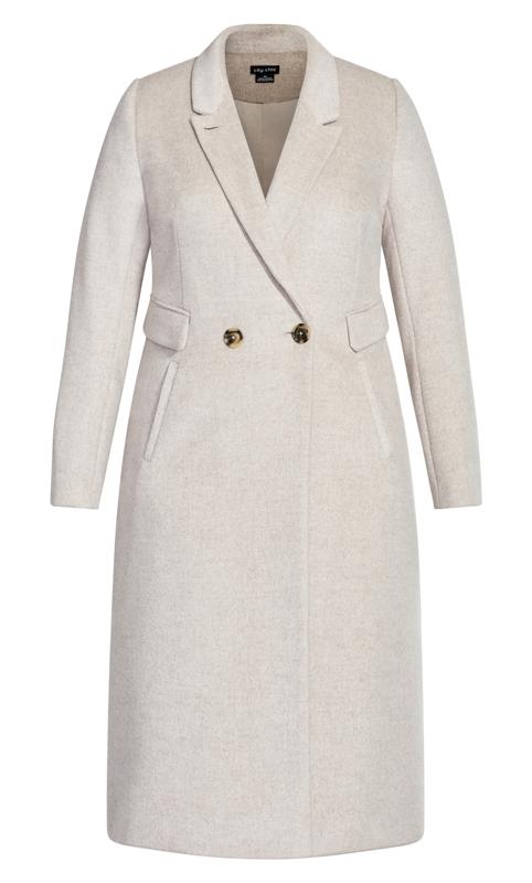 EVANS Plus Size Beige Brown Longline Wool Blend Coat | Evans  5