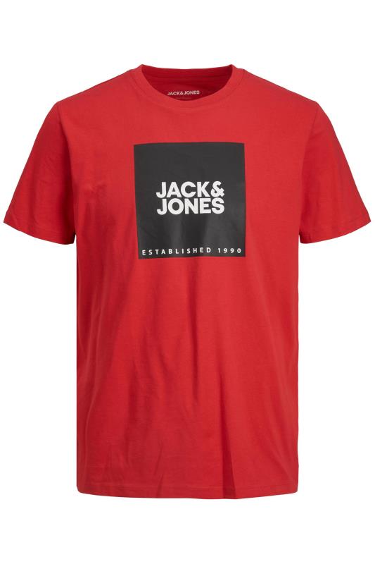 JACK & JONES Big & Tall Red Square Logo T-Shirt | BadRhino 2