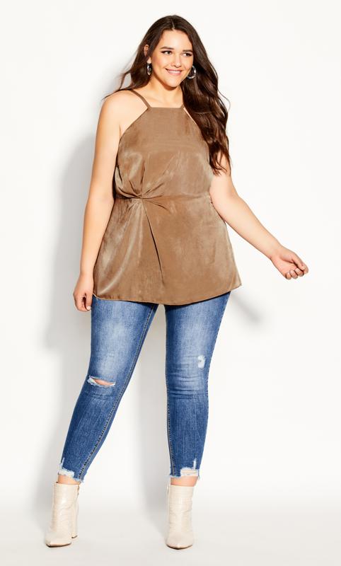  Grande Taille Evans Bronze Ruched Longline Top