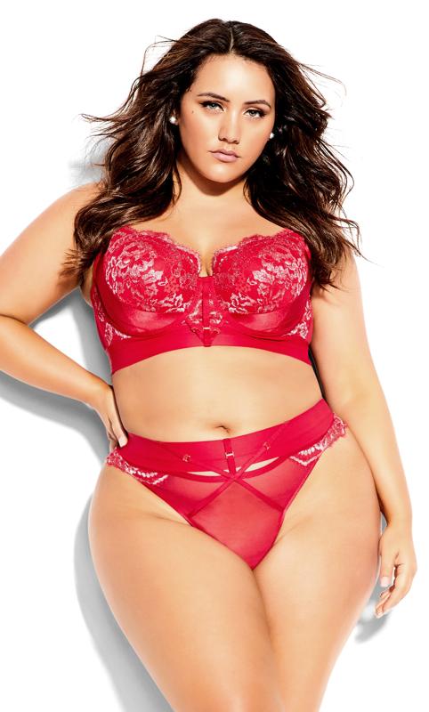  Tallas Grandes Evans Red Satin Lace Thong