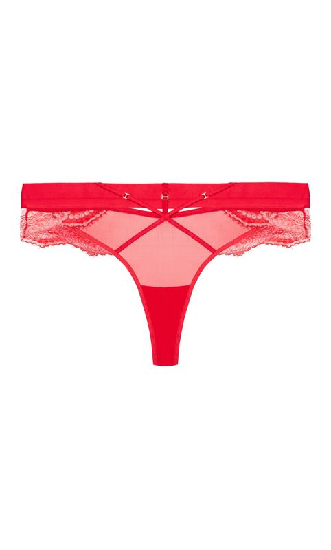 Evans Red Satin Lace Thong 3