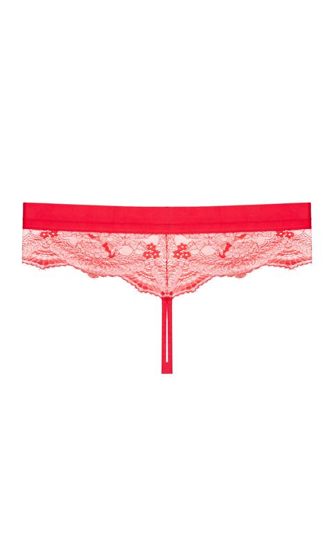 Evans Red Satin Lace Thong 4