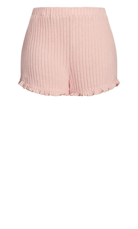 Evans Pink Ribbed Frill Pyjama Shorts 4
