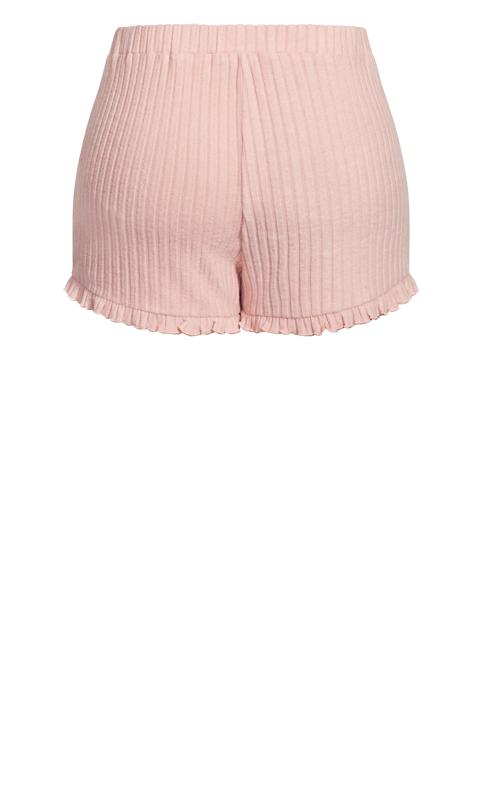 Evans Pink Ribbed Frill Pyjama Shorts 5