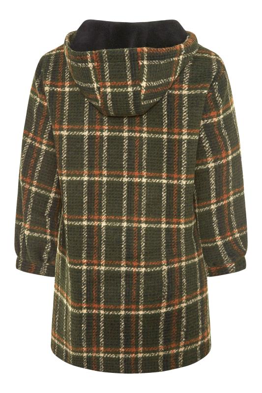 LIMITED COLLECTION Curve Khaki Green Check Balloon Sleeve Coat 7