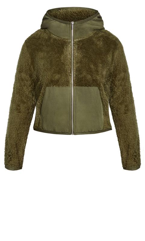 Evans Green Cropped Teddy Jacket 5