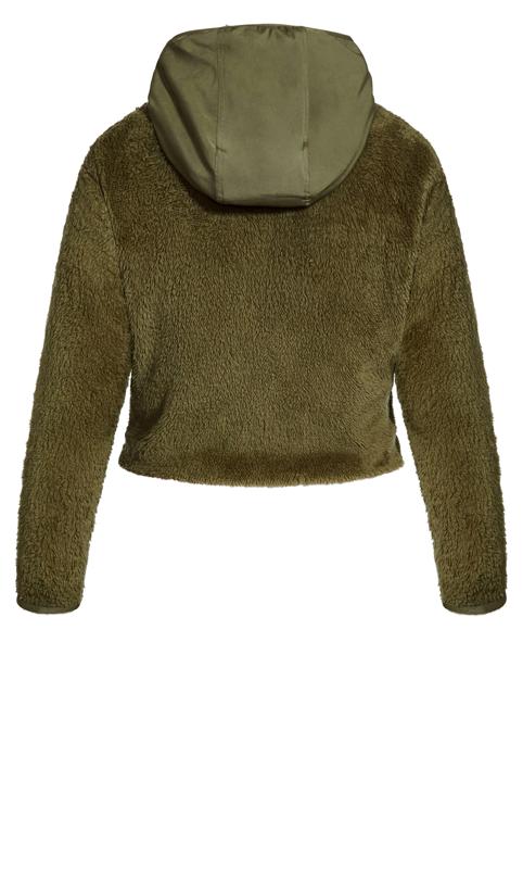 Evans Green Cropped Teddy Jacket 6