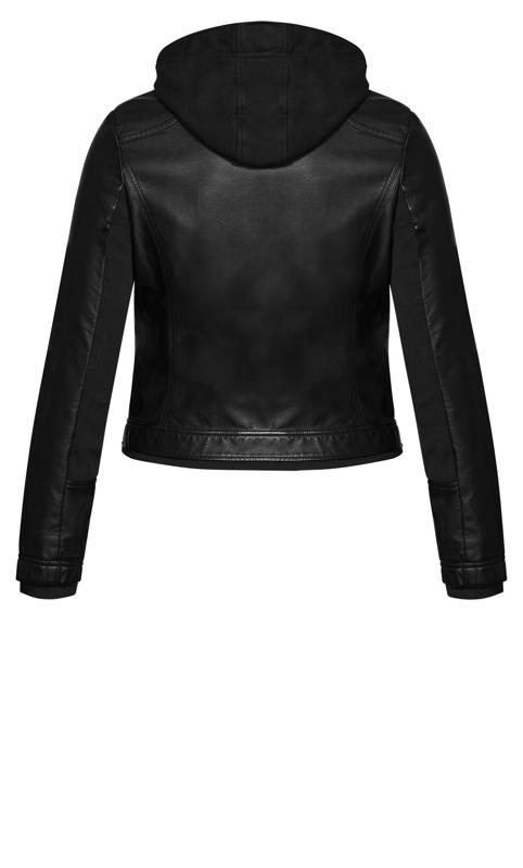Evans Black Faux Leather Hoodie Jacket 7