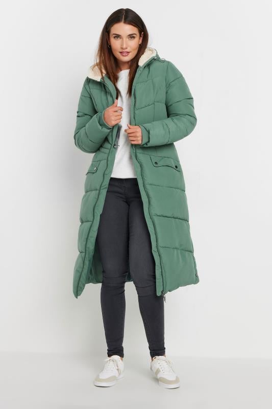 LTS Tall Women's Green Borg Hooded Padded Coat | Long Tall Sally  1