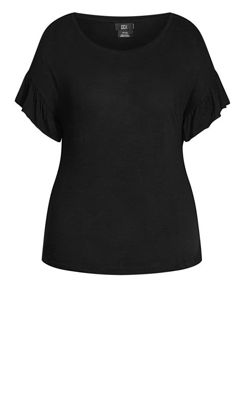 Evans Grey Ruffle Sleeve Detail T-Shirt 2
