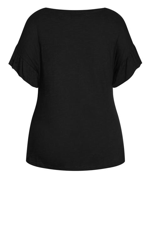 Evans Grey Ruffle Sleeve Detail T-Shirt 3
