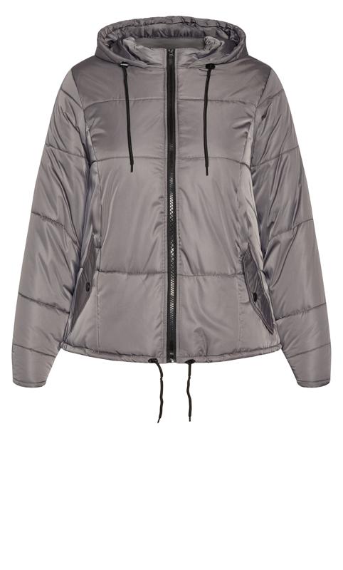 Evans Grey Hooded Cropped Puffer Jacket 7