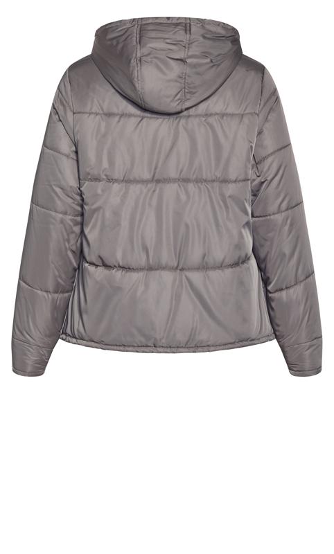 Evans Grey Hooded Cropped Puffer Jacket 8