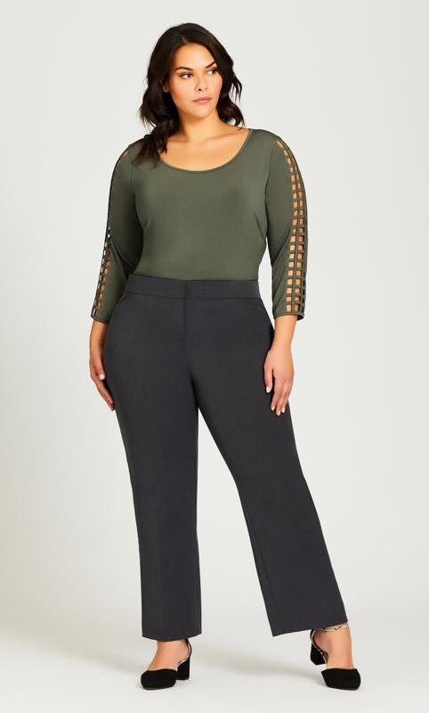  Grande Taille Evans Charcoal Grey Straight Leg Trousers