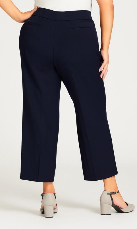 Evans Navy Blue Cropped Formal Trousers 4