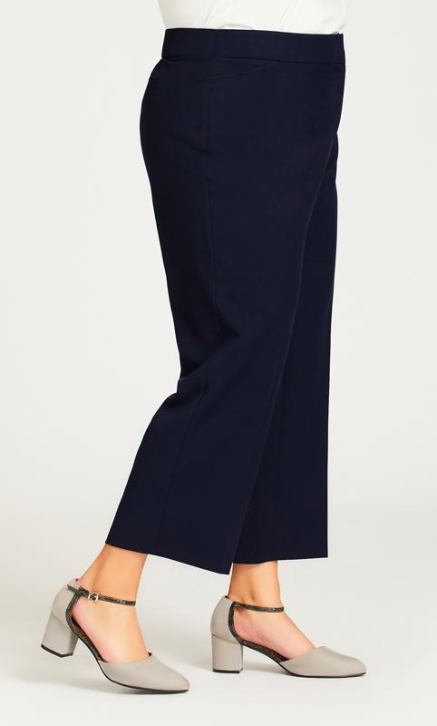 Evans Navy Blue Cropped Formal Trousers 5