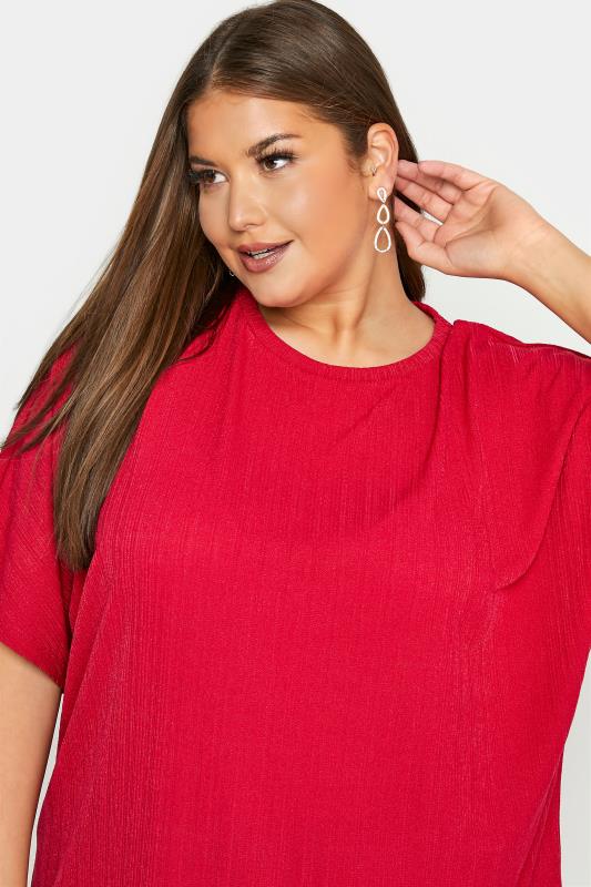 Curve Red Ribbed Swing T-Shirt 4