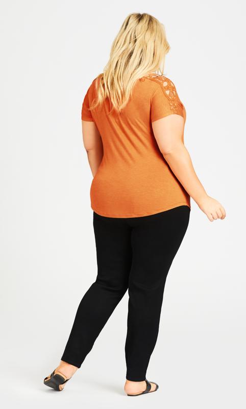 Evans Orange Crochet Sleeve T-Shirt 3